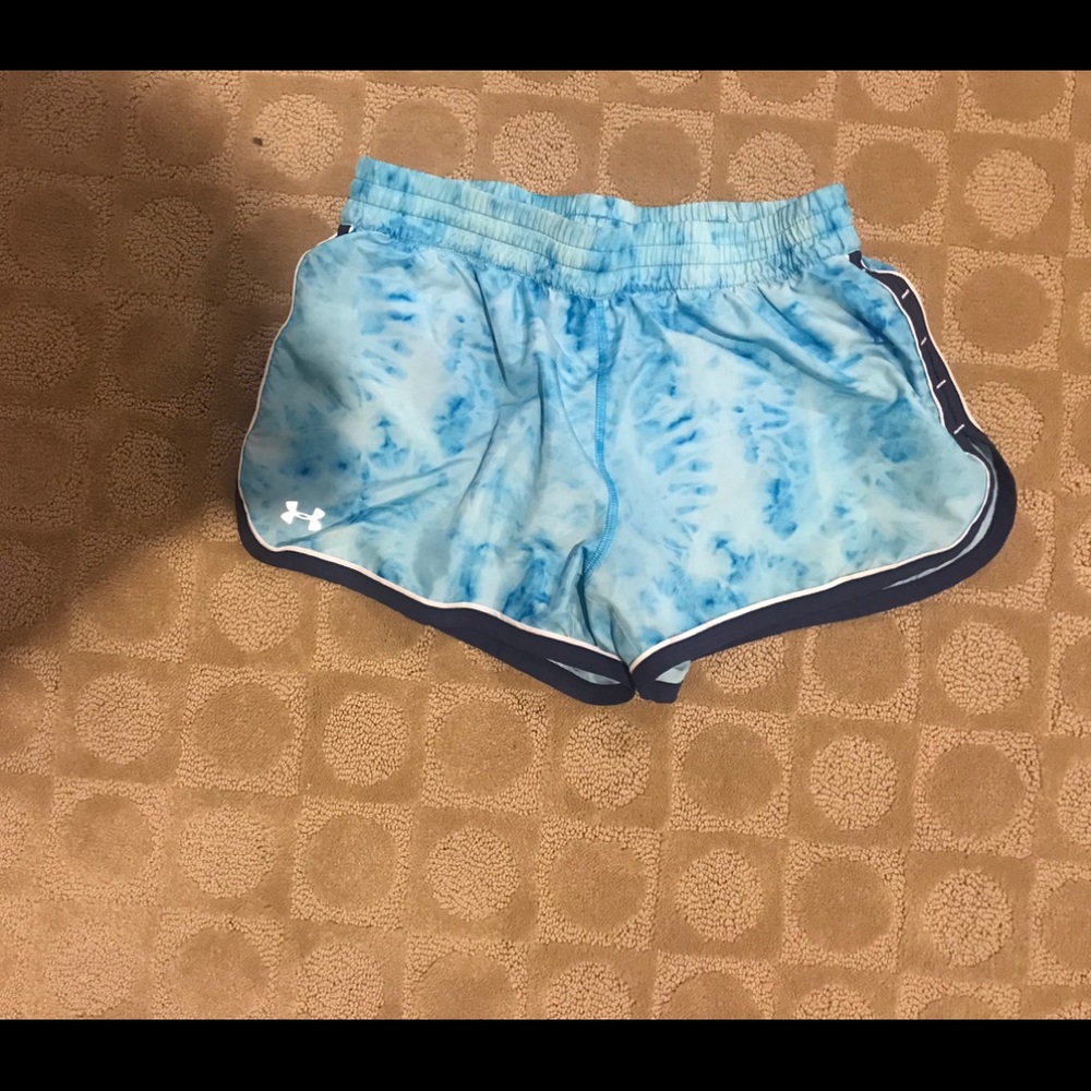 Under armour blue tie dye running shorts